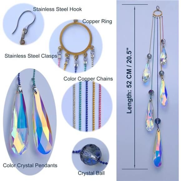 Crystals Teardrop Prisms Suncatcher Hanging Ornament Rainbow Maker - Picture 9 of 14